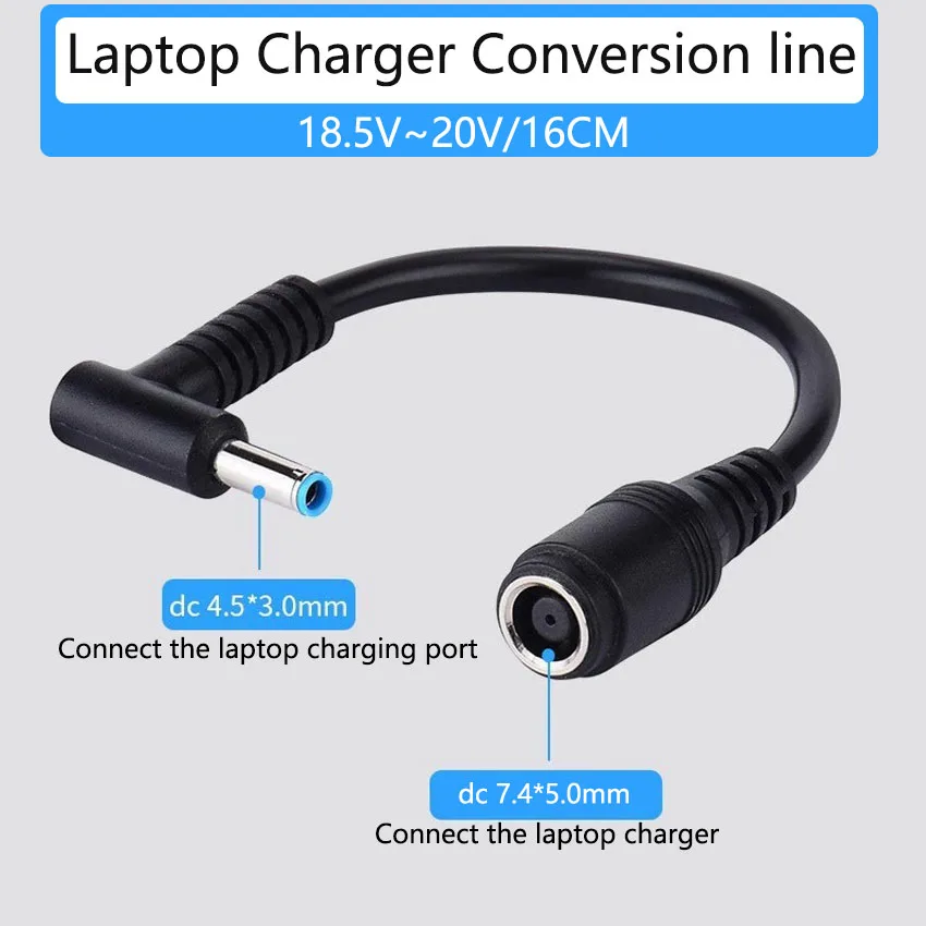Convertidor de cargador de corriente CC de 7,4mm a 4,5mm, gran Cable conector adaptador de CC de repuesto para puntas azules HP Dell, 1/2 Uds. - imagen 5