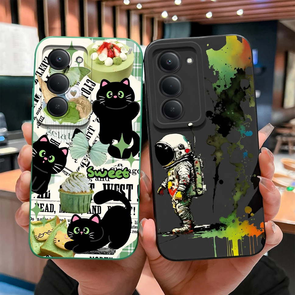 Funda de teléfono para Redmi 15 4G 5G, Funda protectora de silicona líquida suave y suave con dibujos animados divertidos para Redmi15, Funda ligera anticaída - imagen 3