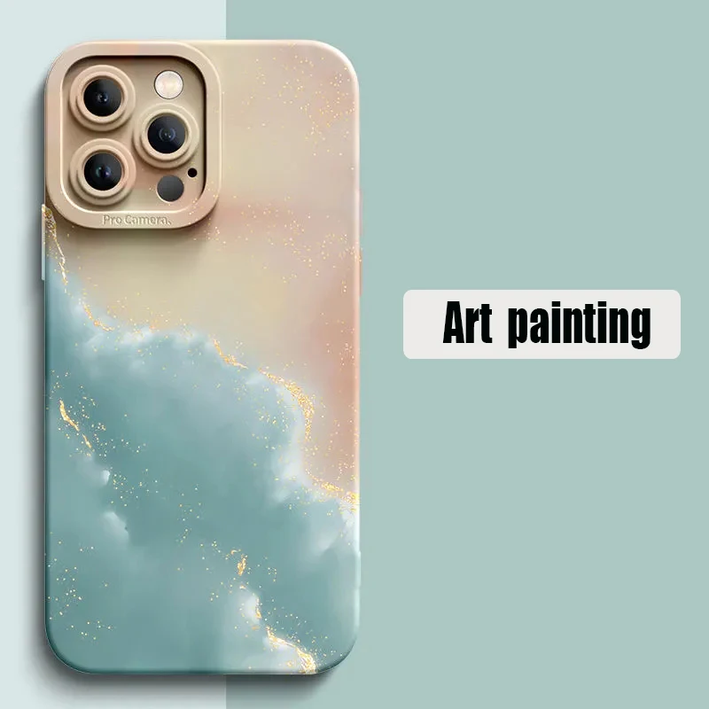 Watercolor Gilding Art Phone Case for iPhone 16 15 14 13 12 11 Pro Max Mini X XR XS MAX SE 2020 8 7 15 Plus SE 2022 Soft Cover - imagen 2