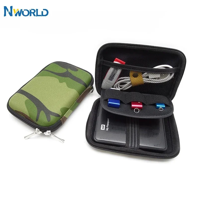 Nworld-funda de transporte para banco de energía de 2,5 pulgadas, bolsa protectora para unidad de disco duro HDD, militar, verde, USB, externa, WD seagate - imagen 2