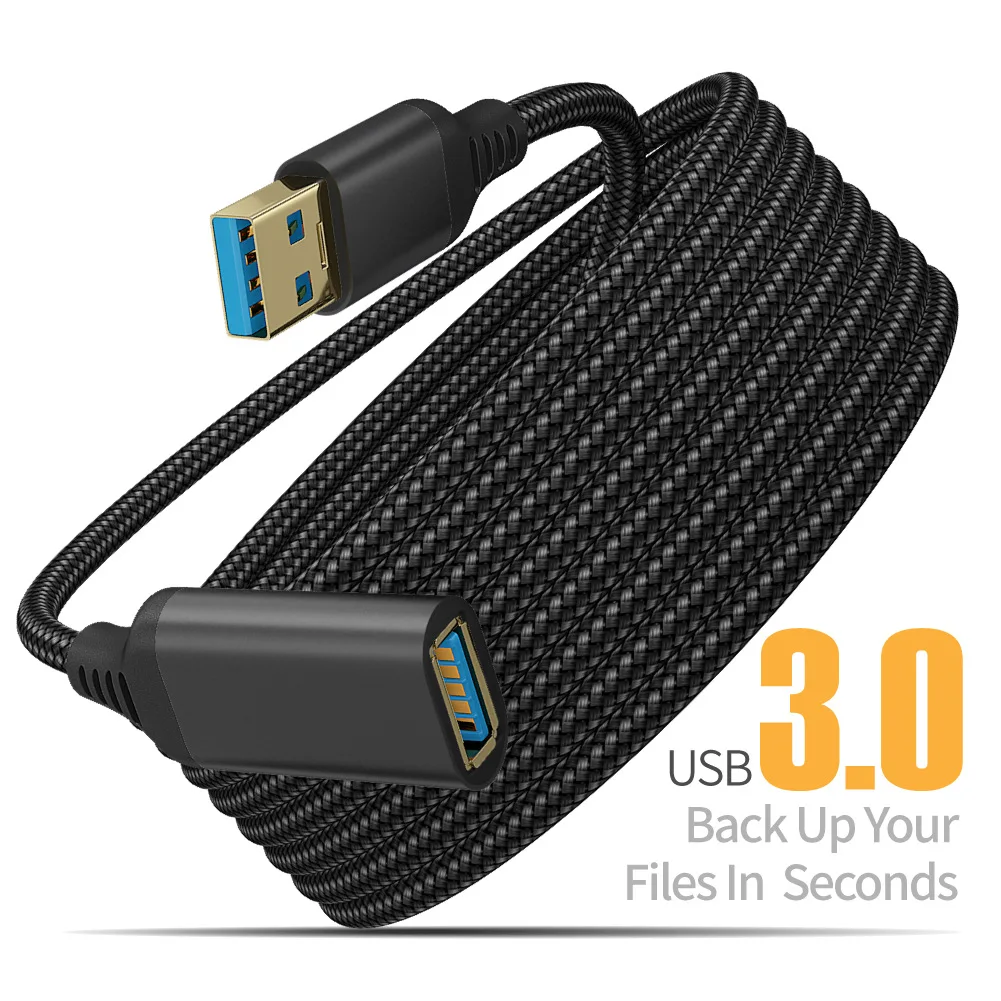 UTHAI Nylon trenzado USB 3,0 macho a hembra Cable de datos de transmisión de alta velocidad Cable de extensión de impresora de cámara de computadora