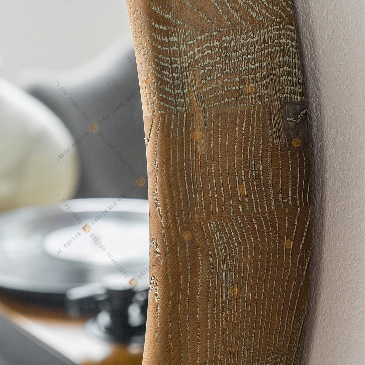 Espejo de puerta de baño y tocador de dormitorio de vidrio plateado moderno para villa de hotel hecho de madera - imagen 4