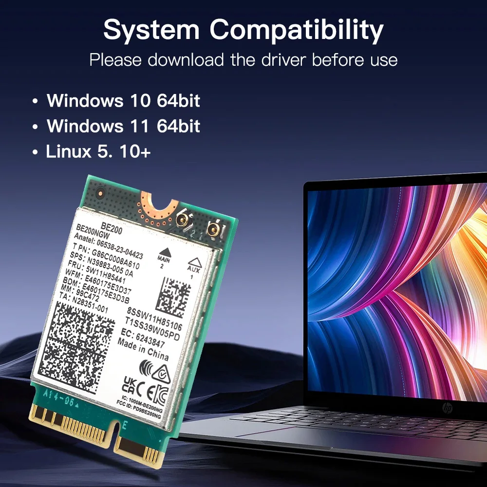 Adaptador WiFi 7 Intel BE200 – Bluetooth 5.4 Tri Banda 8774Mbps - imagen 2
