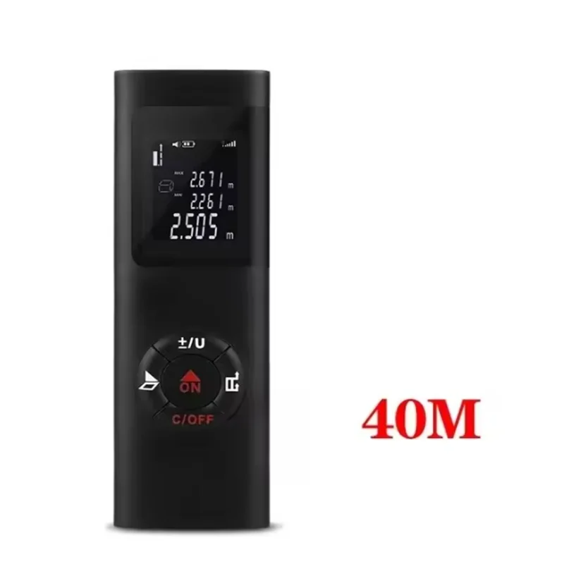 Mini medidor de distancia láser inteligente portátil, recargable por USB, 40M, telémetro infrarrojo, herramientas de telémetro láser