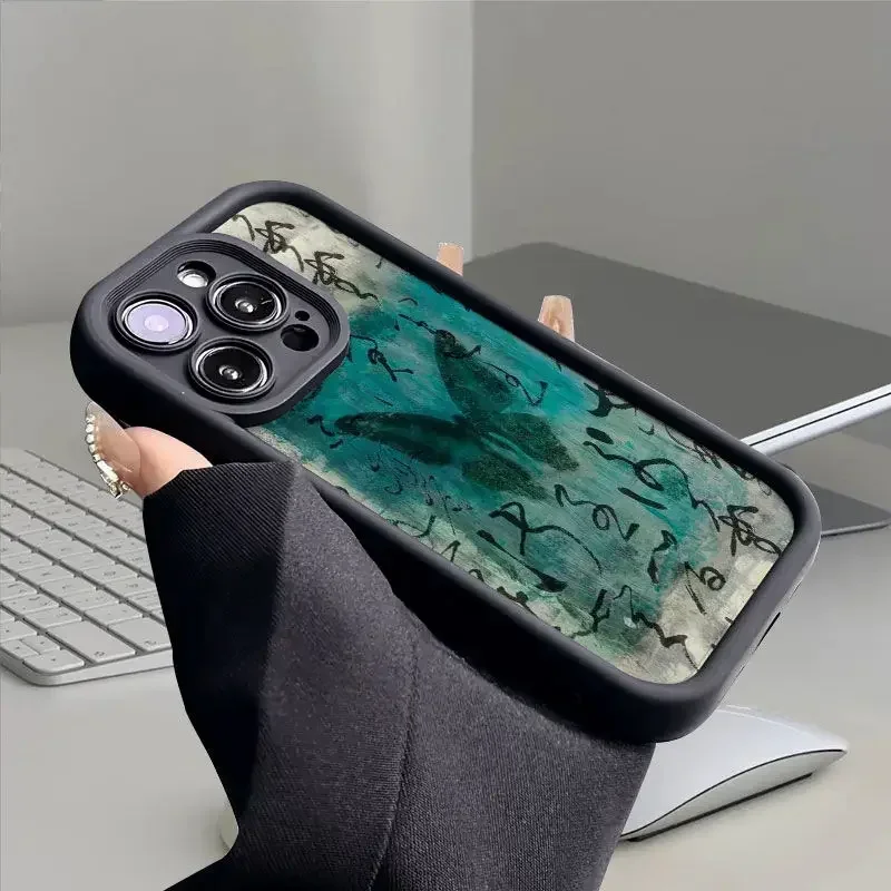 Funda de teléfono de silicona con mariposa Retro INS para iPhone 16 15 Pro Max, fundas para iPhone 14 13 12 11 XS XR 7 8 Plus, funda de parachoques a prueba de golpes - imagen 5