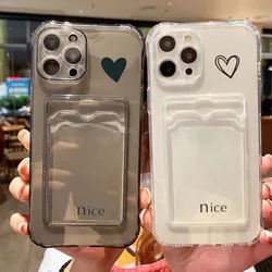 Funda iPhone 15 Pro Max Transparente con Porta Tarjetas Corazones