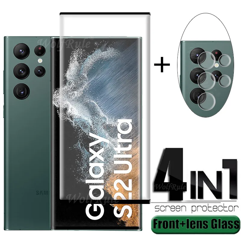Protector de pantalla de vidrio Ultra templado 4 en 1 para Samsung Galaxy S22 Ultra, película de lente para Samsung S22 Ultra - imagen 2