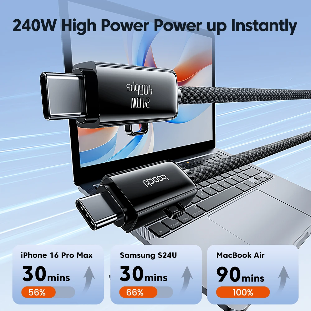 Toocki 240W 4 en 1 Cable USB PD3.1 carga rápida 8K @ 60Hz 40Gbps USB C a C a Cable de iluminación para iPhone 17 16 15 Samsung Macbook - imagen 4