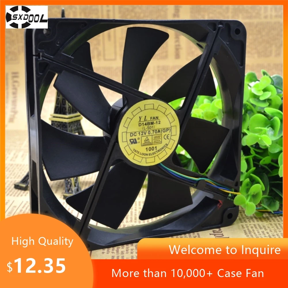 Ventilador de fuente de alimentación PSU 135 140mm 14025 14cm 12V 0.7A Doble rodamiento de bolas PWM Ventilador de refrigeración de energía D14BM-12 para sistemas de alto rendimiento - imagen 4