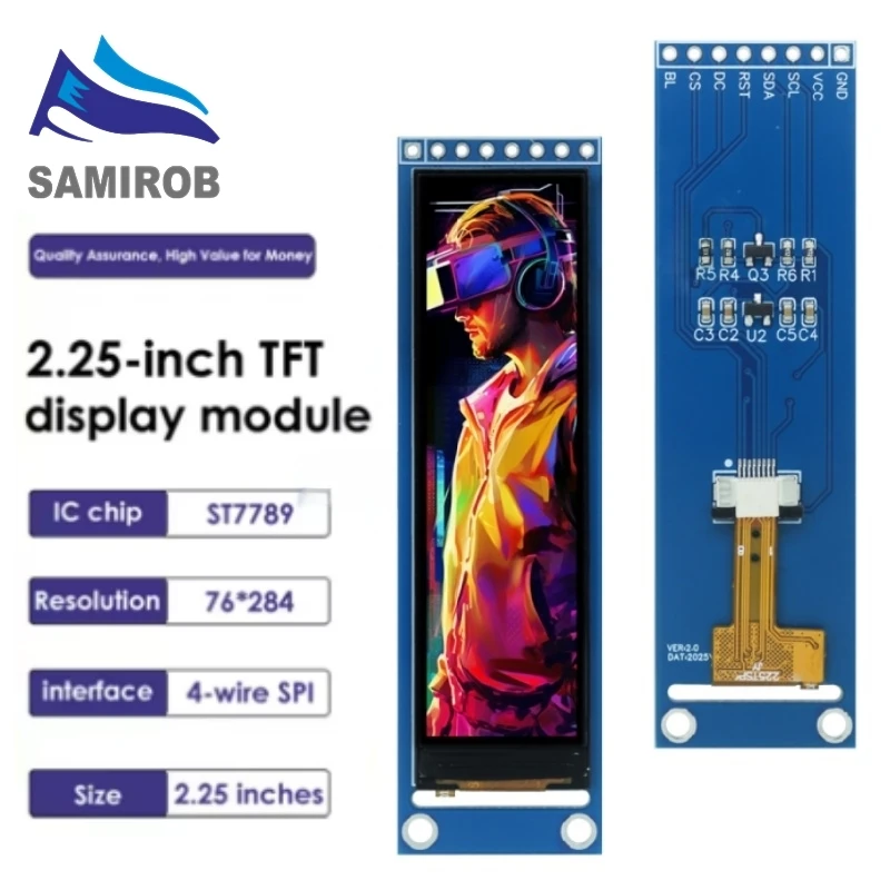SAMIROB 1/5/10 Uds nuevo pantalla pequeña TFT LCD ST7789 de 2,25 pulgadas módulo 76*284 LCD pantalla a color SPI de vista completa
