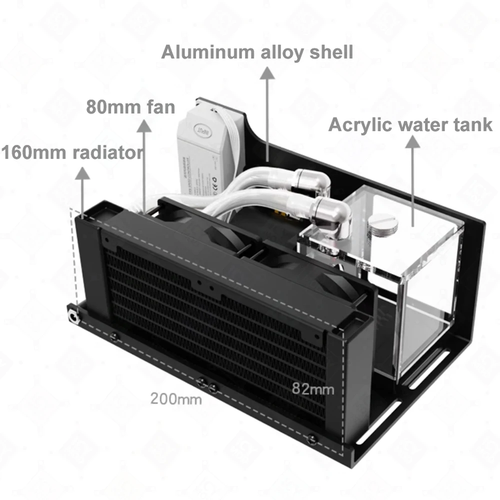 FREEZEMOD-Módulo de refrigeración líquida con ventilador, 4000 velocidades, 160mm, bomba de radiador de aluminio, cabezal de 4m/9m, capacidad de 300ml, SLMZ-T-S de rosca G1/4 MOD - imagen 4