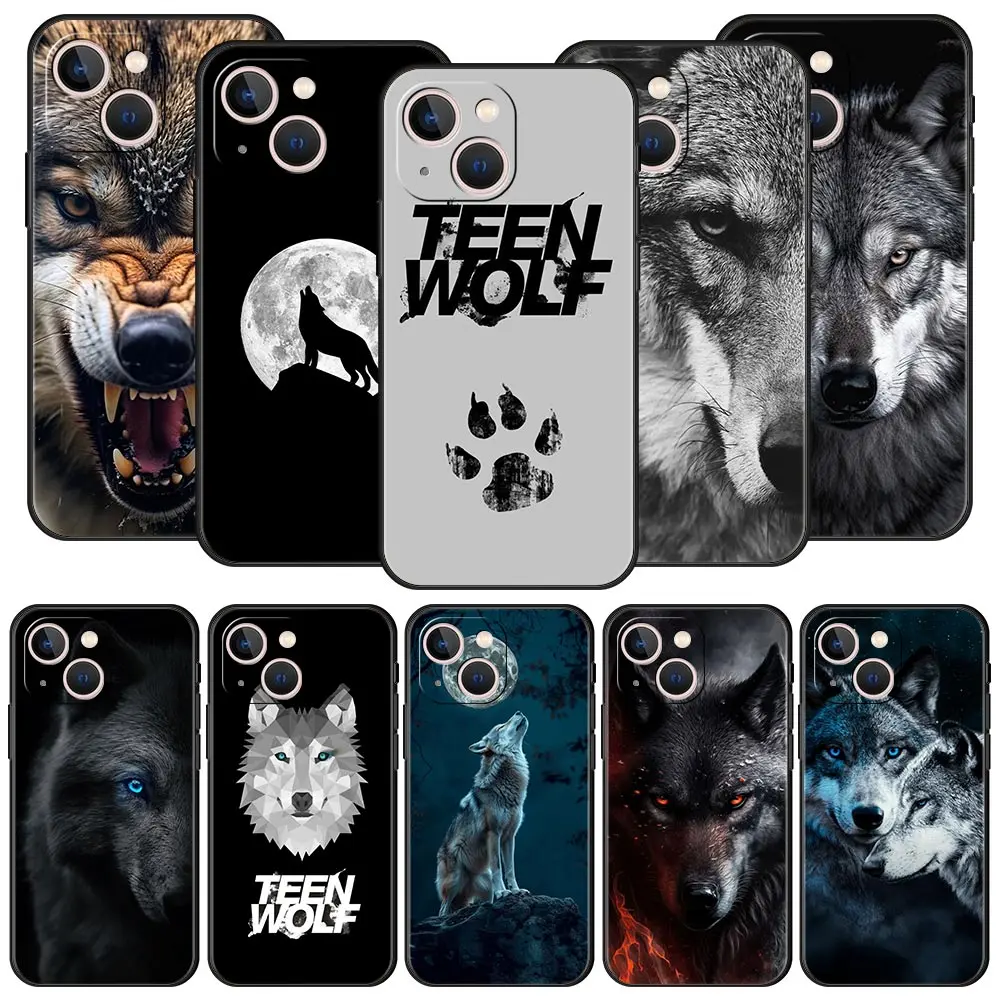 Funda de teléfono de lujo The Wolf para iPhone 13, 15, 14, 12 Mini, 11 Pro MAX, XR, X, SE, XS, 7, 8 Plus, cubierta protectora de silicona negra