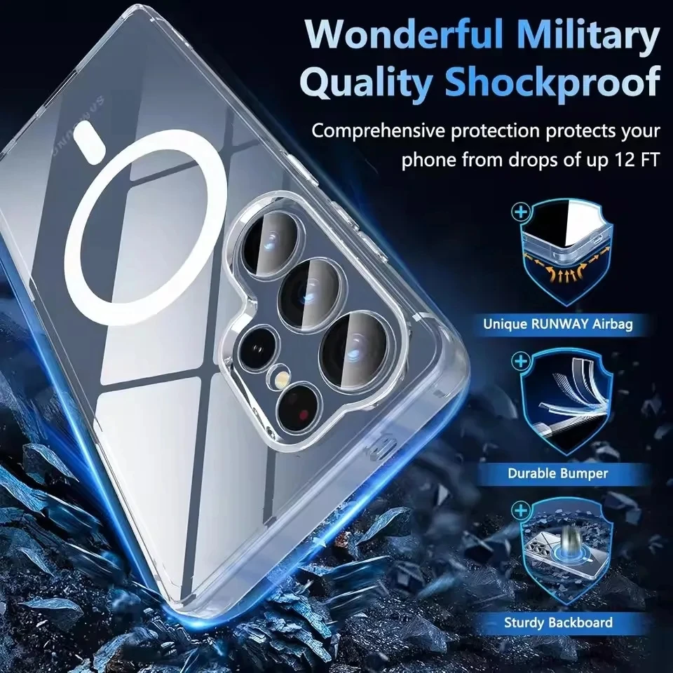 Para Samsung Galaxy A56 A55 A54 A36 A35 A15 A16 A26 A05S A05 A06 para Magsafe carga inalámbrica magnética cubierta transparente a prueba de golpes - imagen 2