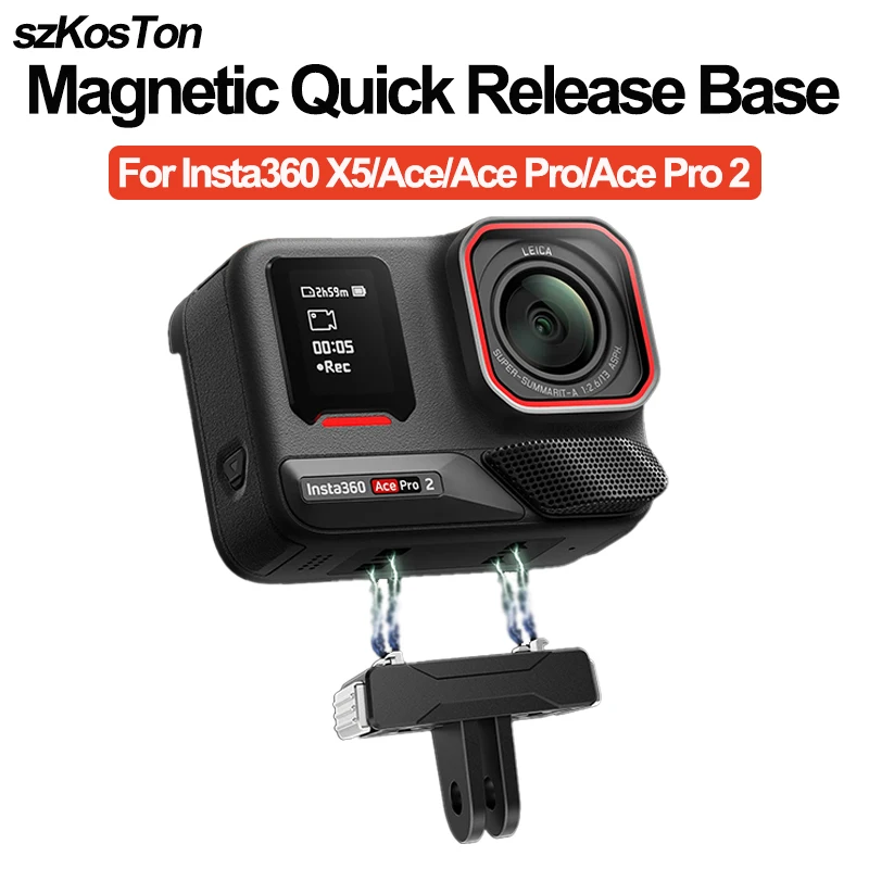 Base magnética de liberación rápida de Metal para Insta 360 X5 Ace Ace Pro/Ace Pro 2, adaptador de montaje, soporte para cámara deportiva, accesorios