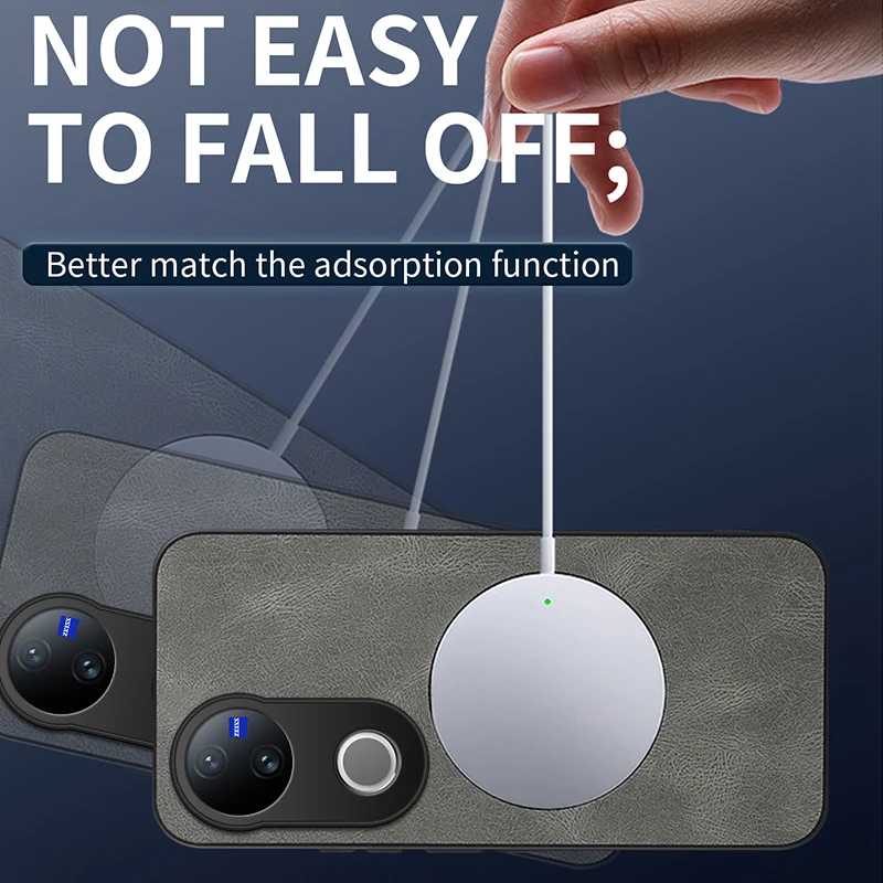 Funda para VIVO V50 Lightning Nappa patrón magnético PU cuero cámara protección cubierta para VIVO V50 parachoques a prueba de golpes - imagen 3