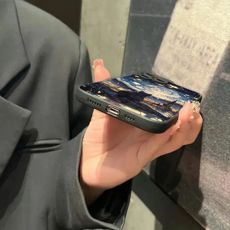 Funda de teléfono con diseño de gato y cielo estrellado para Xiaomi Redmi Note 14 13 12 Pro Plus 5G 12S 11S 11 10S Redmi 12 13C, funda de parachoques a prueba de golpes - imagen 5