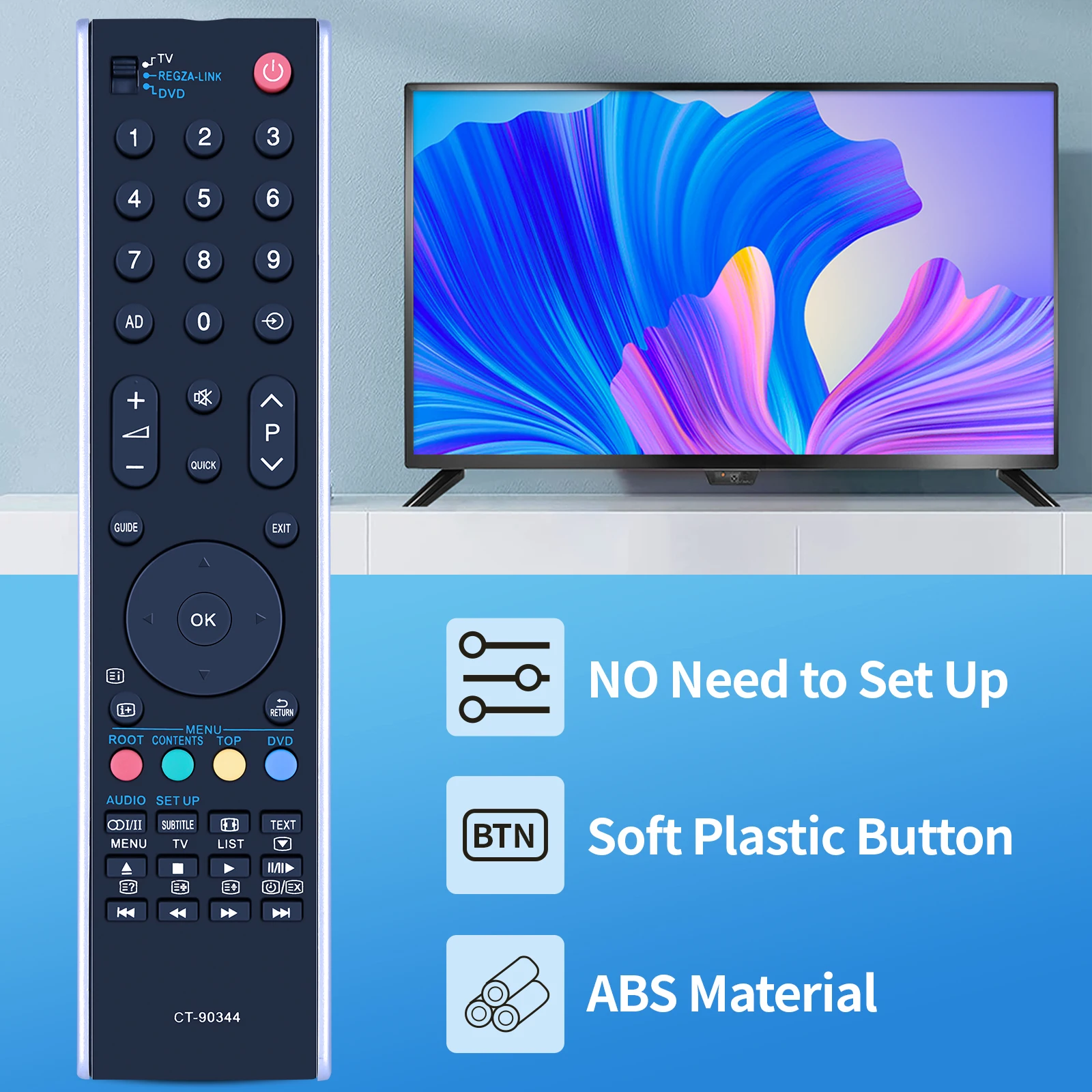 Mando a distancia para Toshiba TV, nuevo mando a distancia de CT-90344, CT90344, 32SL753B, 32MV732, 40RV733 - imagen 3