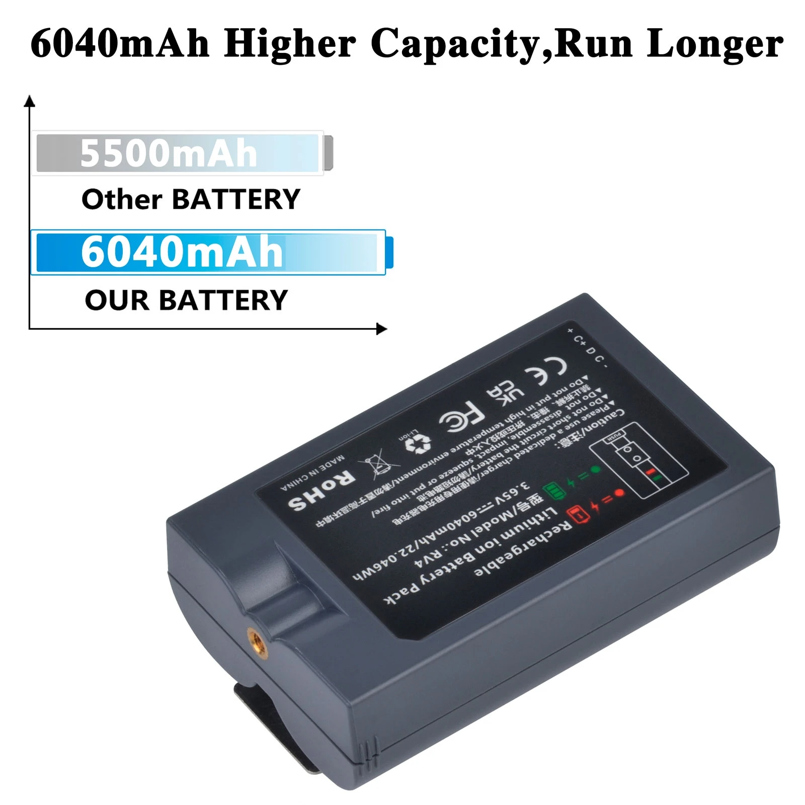 Batería de repuesto de 6040mAh para cámara Ring-timbre 2/3/4, cámara de foco y cámara Stick Up, baterías de iones de litio recargables mejoradas - imagen 3