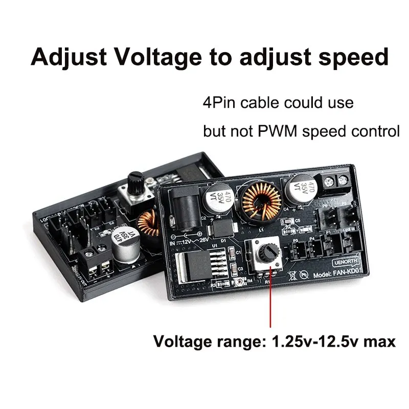 Angitu 5,5*2,5 regulador de voltaje CC controlador de velocidad Hub de alta potencia 2/3/4P ventilador Control de velocidad de refrigeración DIY ajuste de temperatura KD01 - imagen 4