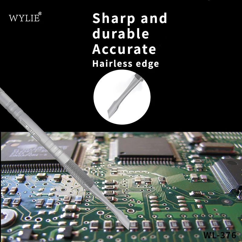 WYLIE WL-376 raspador de estaño de acero inoxidable no magnético textura antideslizante para reparación de teléfonos móviles y tabletas herramienta de palanca raspadora de estaño - imagen 3