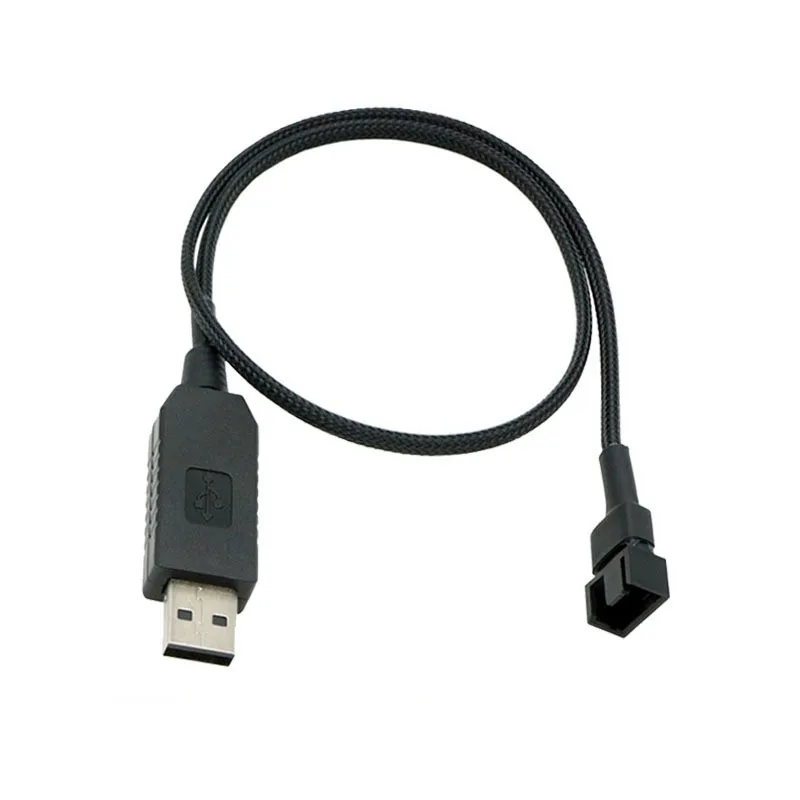 Cable adaptador de corriente para ventilador USB elevador de 12 V, funda negra de 1 a 2,1 a 3 - Adaptador de velocidad del ventilador completo para ventiladores de refrigeración de PC de 3 pines/4 pines - imagen 3