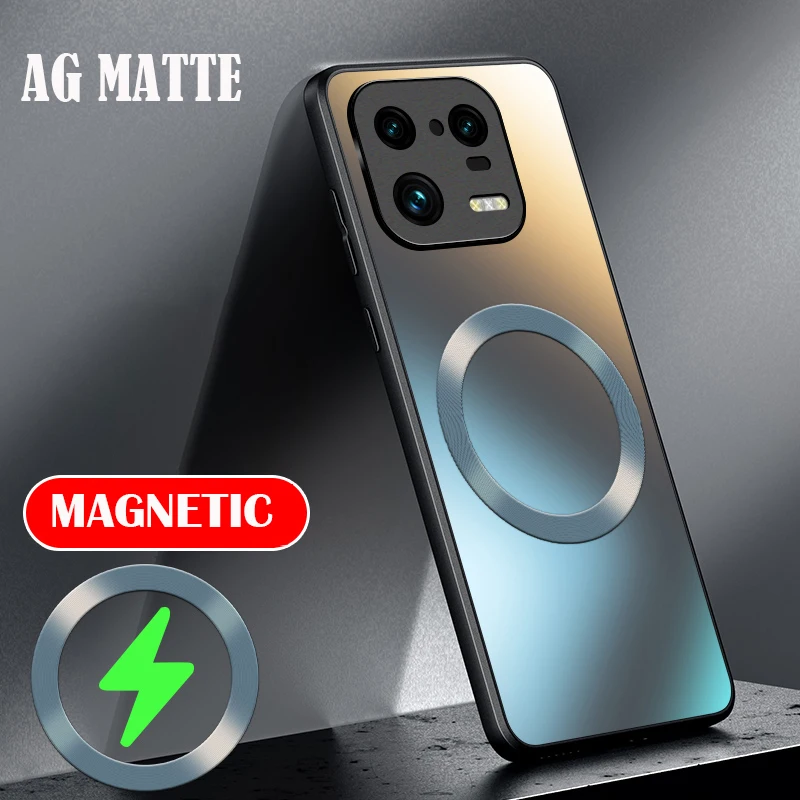 Funda rígida de silicona mate AG para Xiaomi Mi 14 13 13T 12 12T 11 Poco F3 F4 F5 Pro, funda de carga inalámbrica magnética para teléfono esmerilado