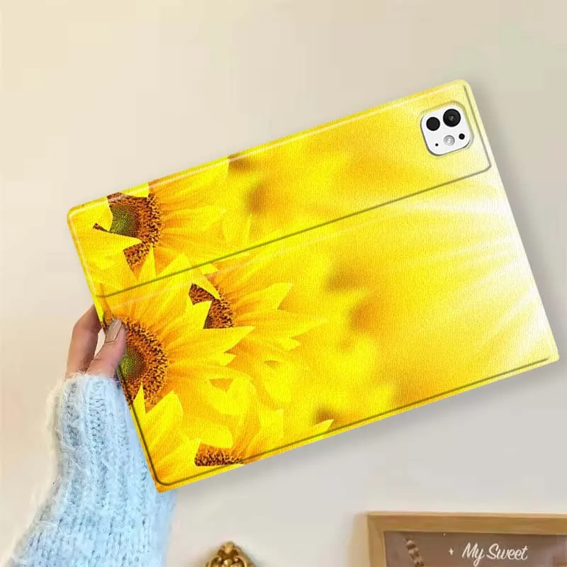 Arte girasol amarillo para iPad Pro Mini 1 2 3 4 5 6 7 7ta generación 12,9 10,5 13 11 7,9 8,3 M4 pulgadas funda para tableta - imagen 4