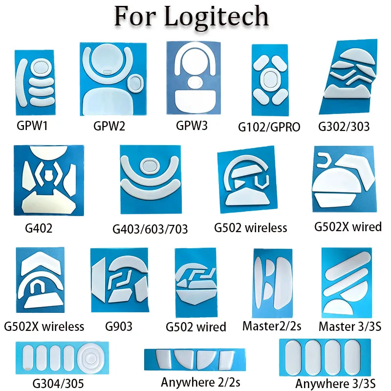 YUXI 1 Juego de pegatinas blancas para pies de ratón para logitech G302 G303 G304 G305 G402 G405 GPRO G502 G502X G903 GPW patines de ratón almohadillas para pies - imagen 3