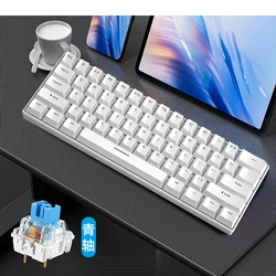 Teclado mecánico 60 % blanco USB para gaming con distribución española