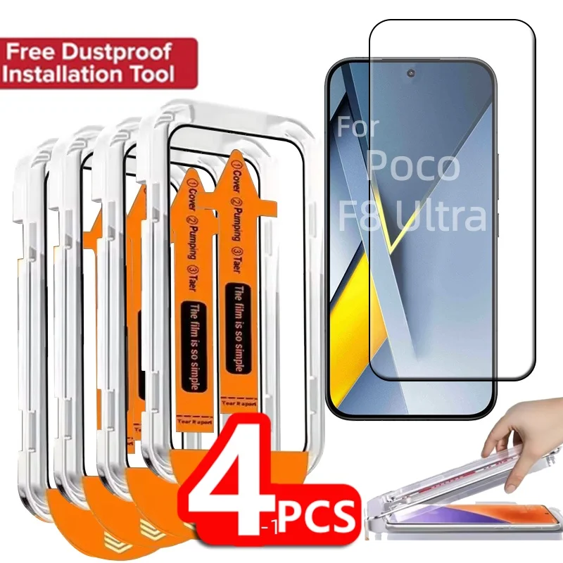 1/2/3/4 Uds para Poco F8 Ultra vidrio Xiaomi Poco F8 vidrio Ultra templado sin polvo cubierta completa pegamento Protector de pantalla Poco F8 Ultra