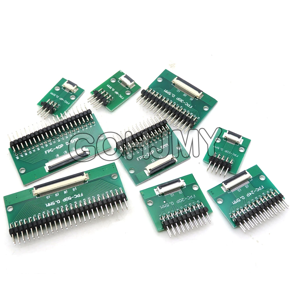 Conector de placa adaptadora FPC FFC de 0,5mm, 1,0mm a 2,54mm, aguja recta y Pin curvo 6 8 10 12 20 24 26 30 34 40 50 60 80 pines - imagen 4
