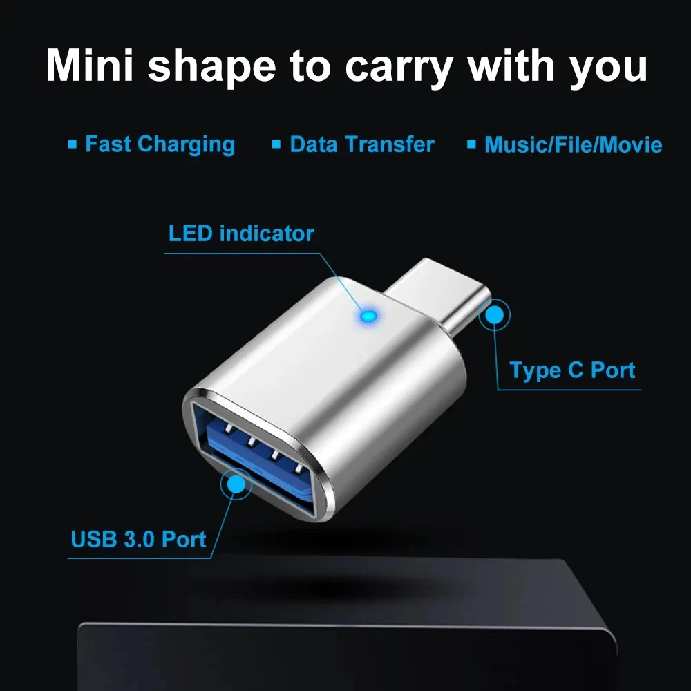 NNBILI 1-3 uds USB 3,0 tipo C OTG adaptador tipo C USB C macho a USB hembra convertidor para Macbook Xiaomi Samsung S21 conector OTG - imagen 2