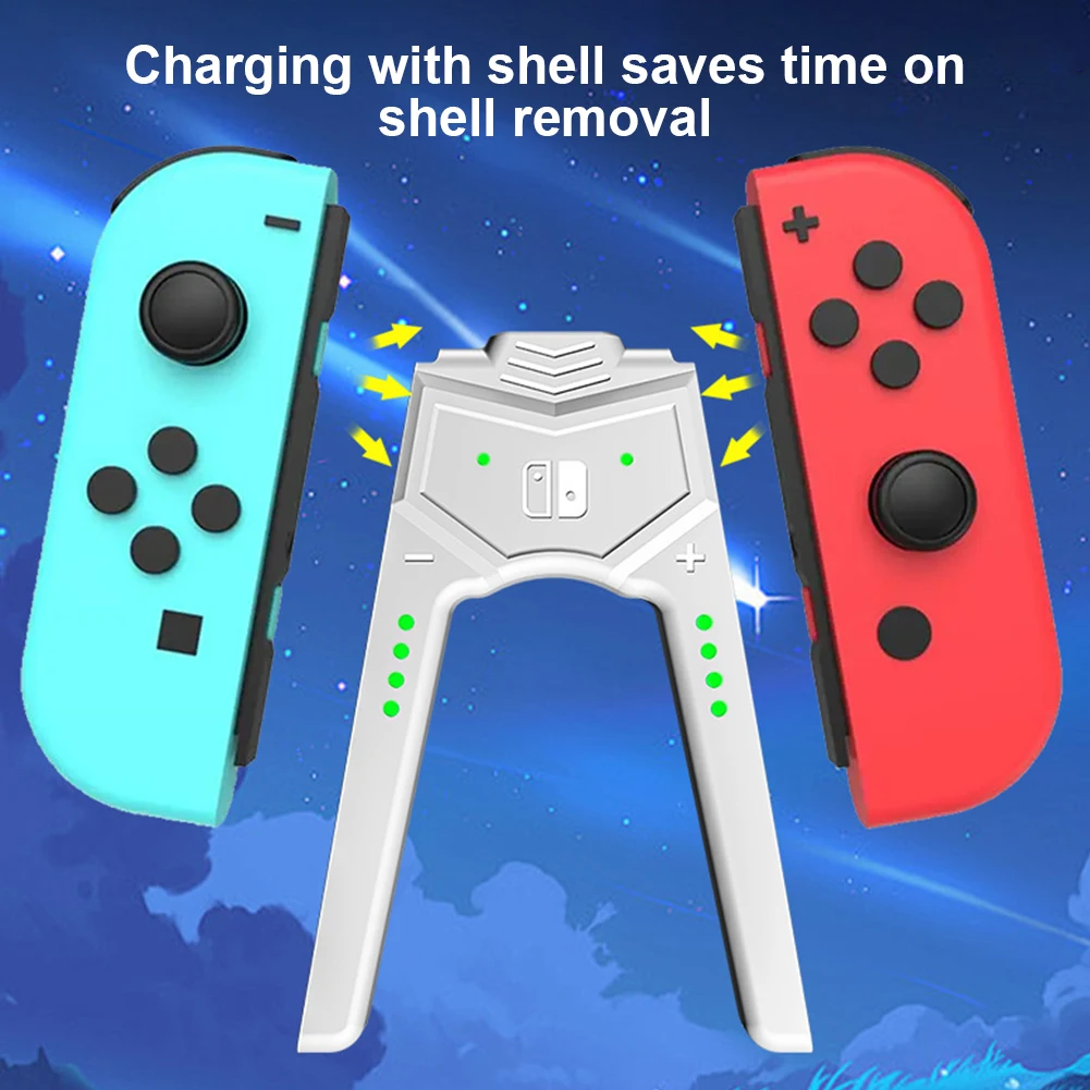 Para Switch OLED Joy-Con agarre de carga tipo C controlador portátil en forma de V cargador de mango para Nintendo Switch modelo OLED - imagen 4