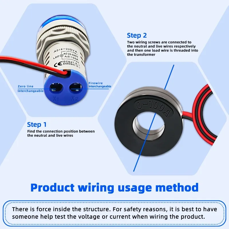 3 uds AC voltímetro amperímetro voltaje Monitor de corriente pantalla LED Digital voltímetro Detector verde azul indicador de señal Panel de luz - imagen 5