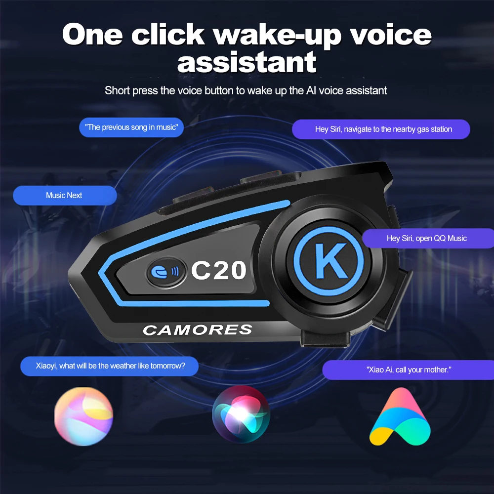 Auriculares estéreo para casco de motocicleta, cascos con Bluetooth, manos libres, llamadas, IPX7 resistentes al agua, reducción de Roise, con luz ambiental tricolor - imagen 4