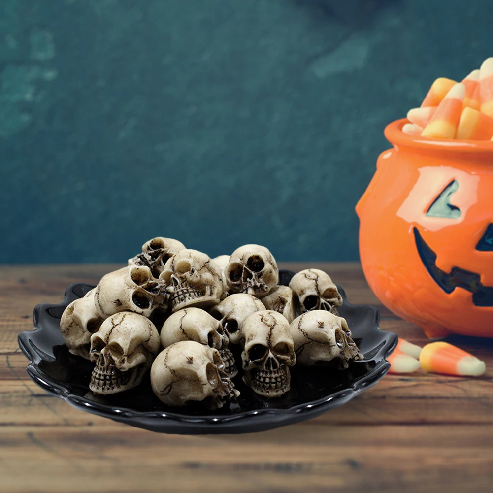 Figuras de cráneo de resina de 20 piezas, modelo de esqueleto pequeño coleccionable para Halloween, Festival creativo, paisaje temático, jardín, decoración de plantas en maceta - imagen 2