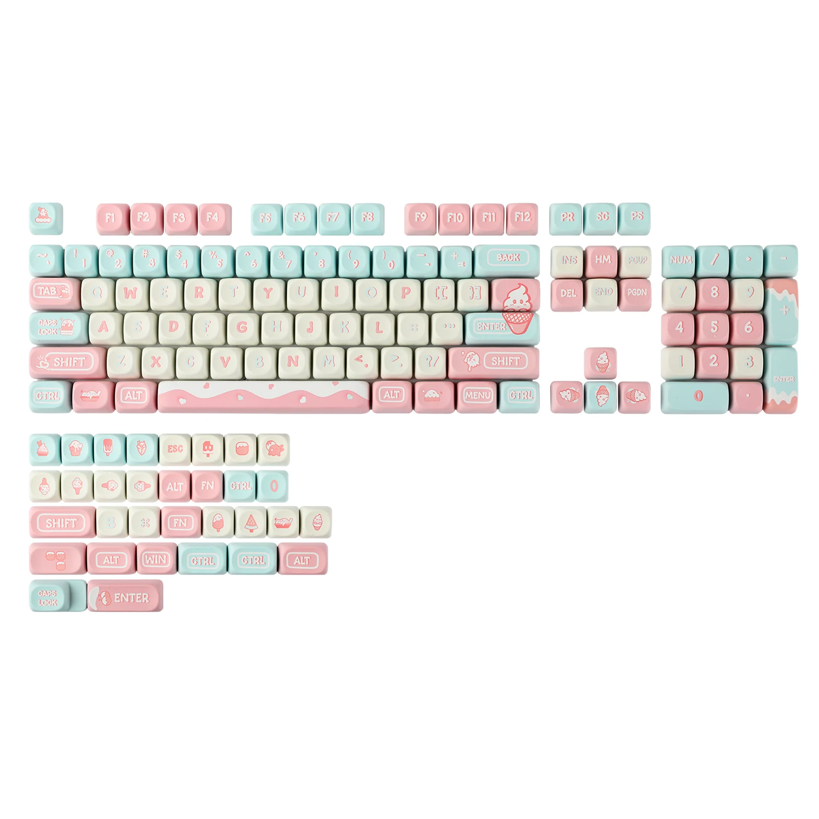 KiiBOOM-Juego de teclas PBT para teclado mecánico, teclas de perfil MOA, Ice Cream Dream, 132 teclas - imagen 2