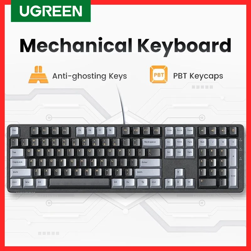 UGREEN-Teclado mecánico 108 PBT, teclas con cable, interruptor rojo, ruso/coreano/EN, para escritorio, portátil, Windows, Mac OS, juegos - imagen 2