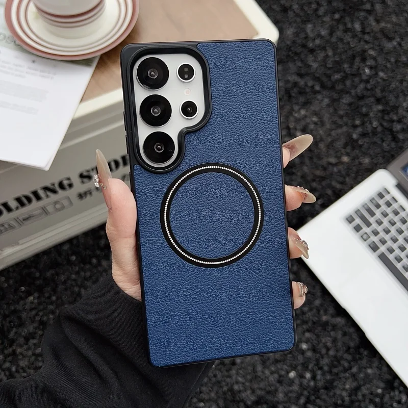 Funda magnética de carga inalámbrica de cuero suave mate de lujo para Samsung Galaxy S25 S24 FE S23 Plus S22 Ultra TPU - imagen 5