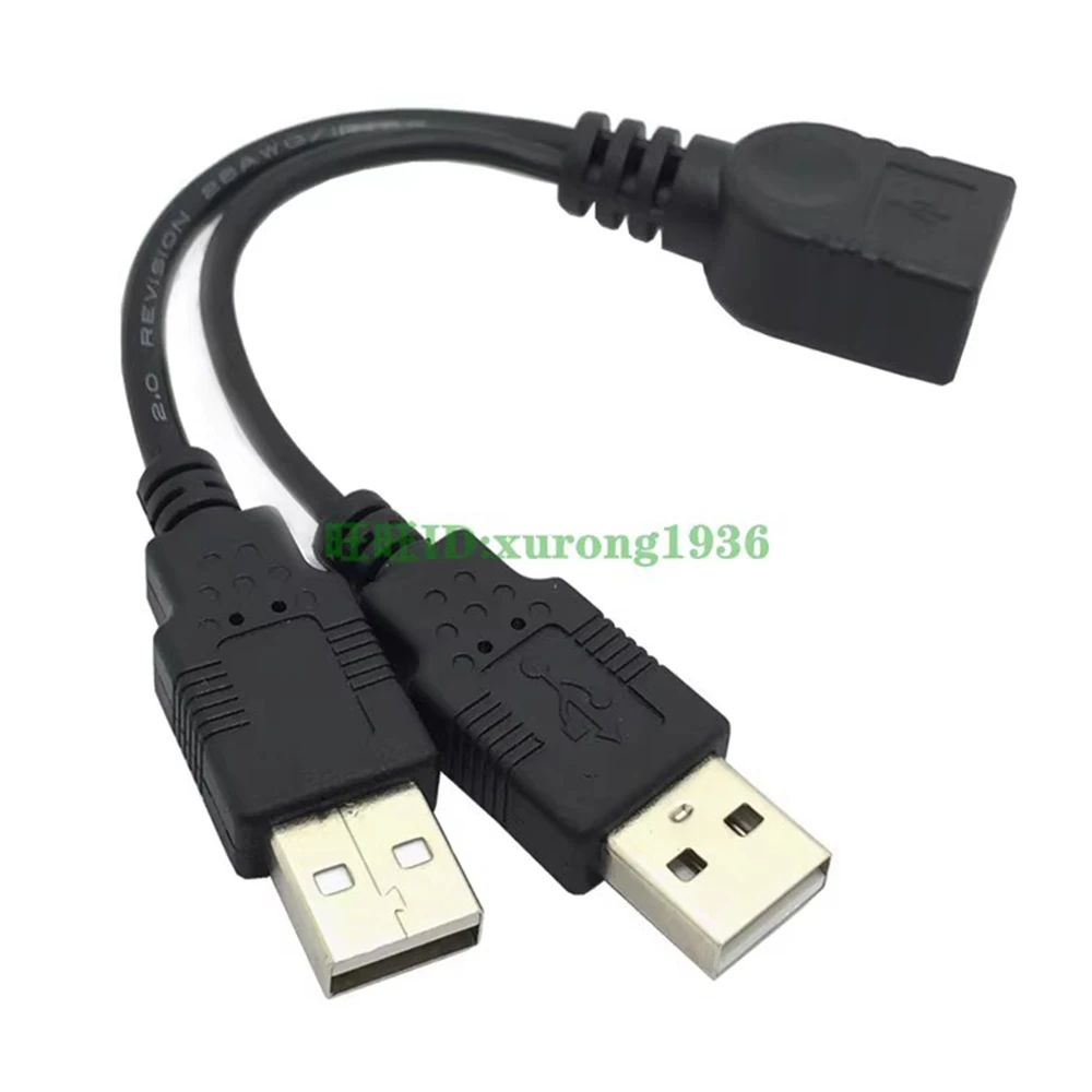 Cable de alimentación de datos USB Y, cable de carga de extensión USB Y dual, enchufe USB-A a 2 A macho divisor USB 2,0 hembra a 2 cables de enchufe USB - imagen 4