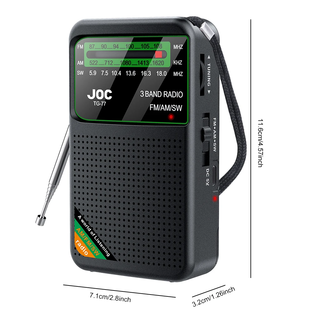 Radio de bolsillo de emergencia FM AM SW Radio tipo C recargable Transistor Radio con pantalla HD puntero Radio de bolsillo para personas mayores - imagen 5