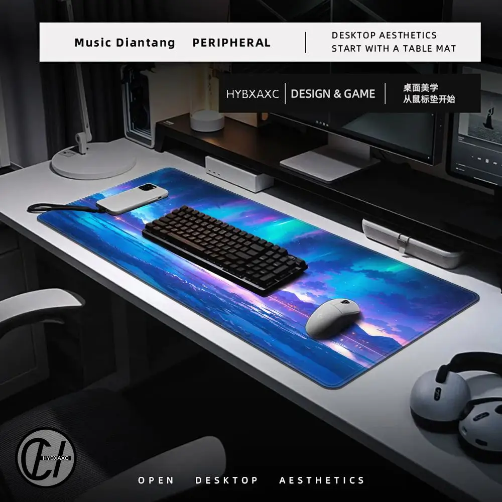 Arctic Night Sky-alfombrilla de ratón grande para ordenador, alfombrilla de goma antideslizante para mesa de juegos, XXL, para escritorio - imagen 4