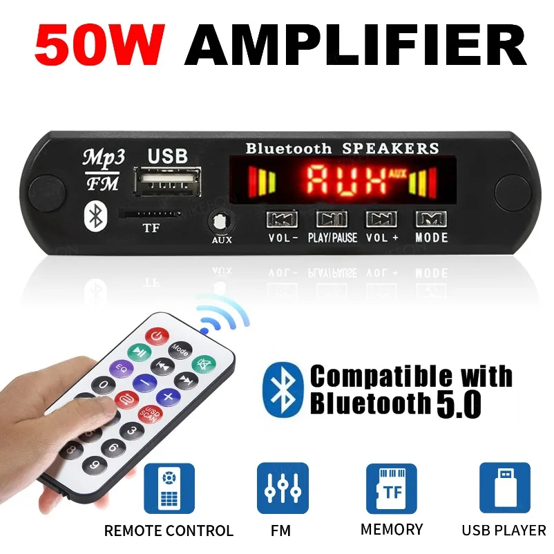 Amplificador VIKEFON Bluetooth 5,0 MP3 WMA APE placa decodificadora DC 12V manos libres Audio del coche USB TF FM Radio Mp3 reproductor de música altavoz - imagen 2