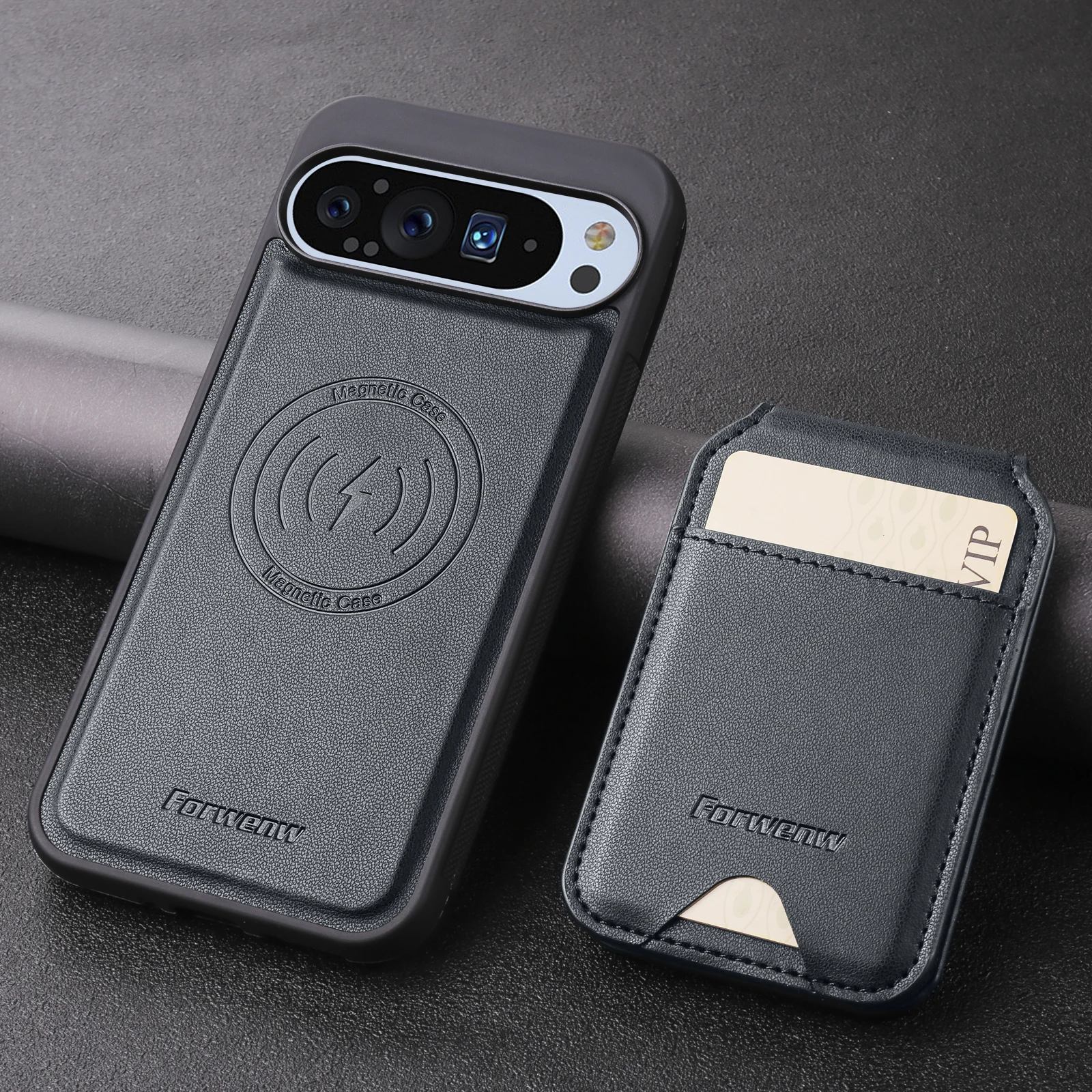 Funda de cuero desmontable 2 en 1 para Google Pixel 9, 9Pro, 9A, 8, 8A, 7, 7A, 6, 6A, RFID, tarjetero Vertical