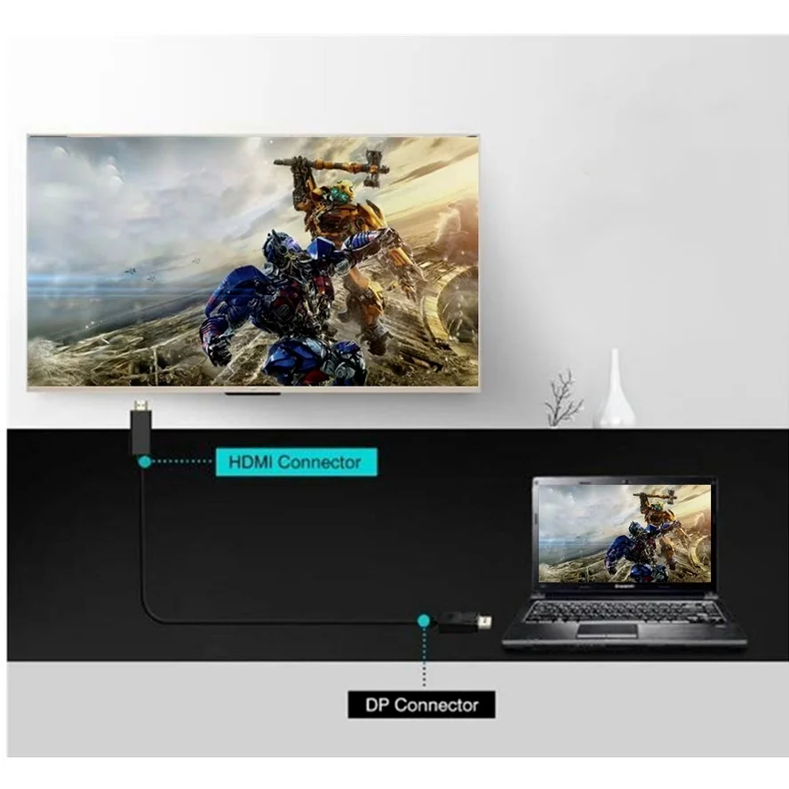 WvvMvv-adaptador Compatible con DisplayPort a HDMI DP macho a hembra, Cable de Audio y vídeo Compatible con HDMI HD 1080P para PC, TV y portátil - imagen 5