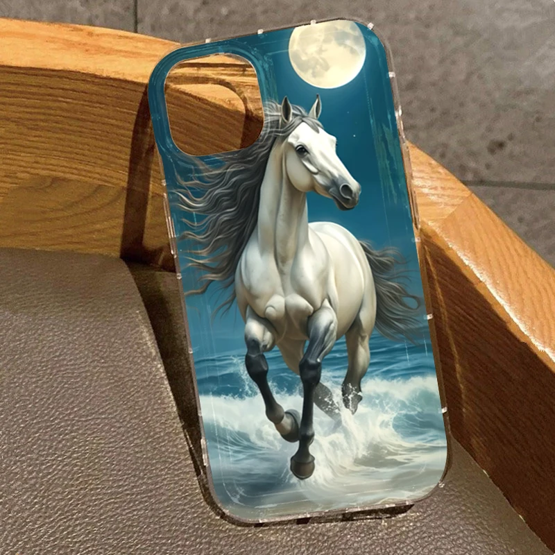 Funda de teléfono con diseño de caballo dorado para Xiaomi 13T Pro Mi 13 T 14 13 12T POCO X6 Pro X5 Pro F7, funda transparente creativa a prueba de golpes