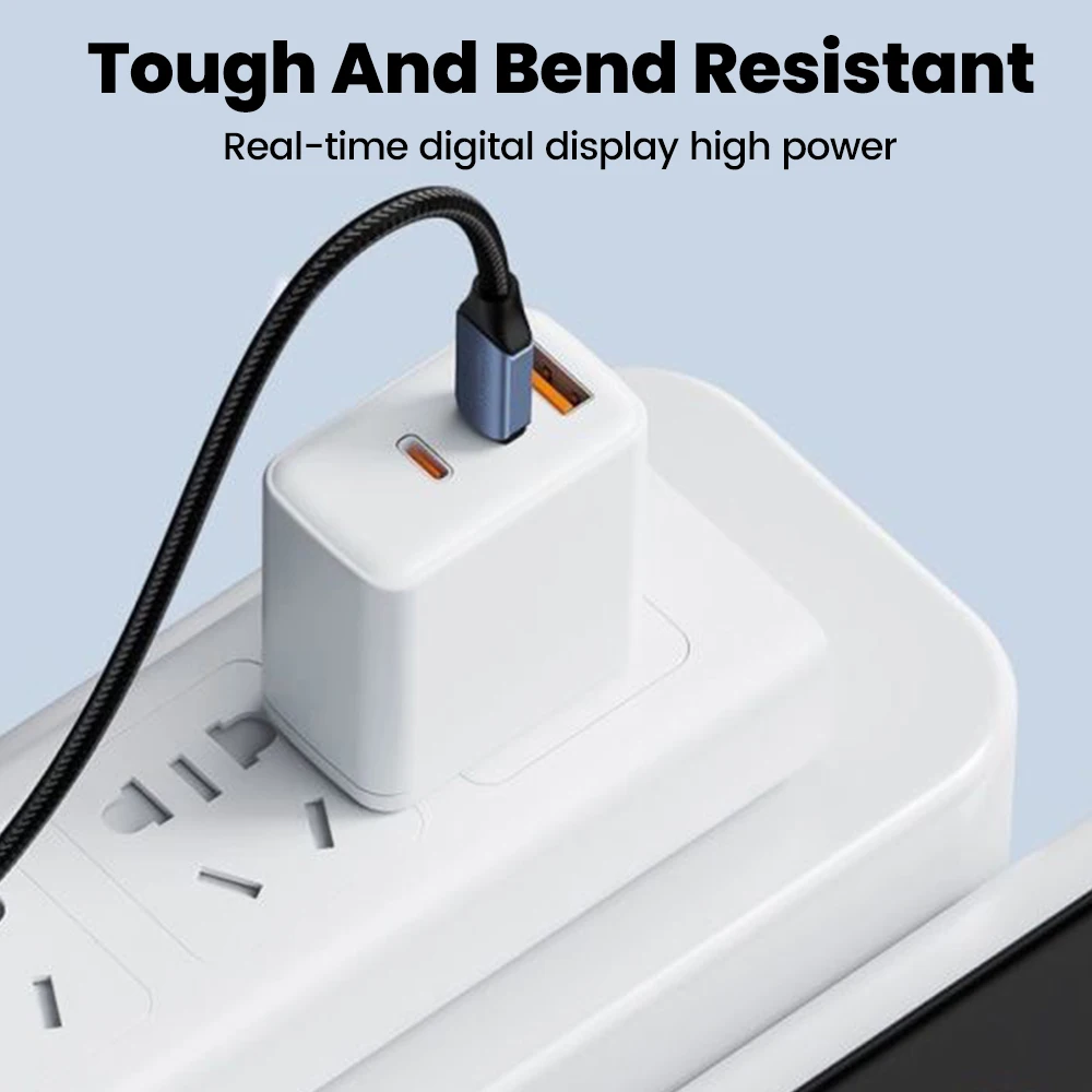 PD120W 6A USB tipo C Cable de datos trenzado de nailon de carga rápida con pantalla inteligente LED para iPhone 15 16 Samsung Xiaomi Cable de carga - imagen 2