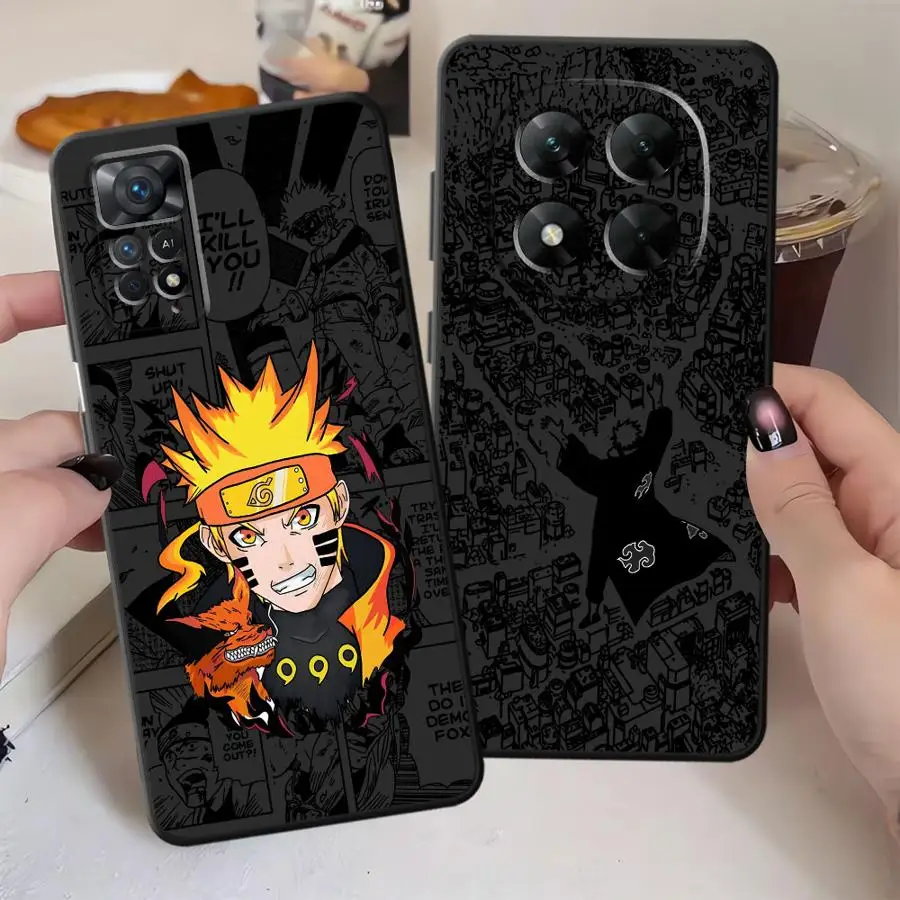 Funda para Xiaomi Redmi Note 11s 12s 7 8 13 14 Pro Plus 9 10 11 12 Pro 9S 10S Funda de teléfono suave negra personajes de dibujos animados y anime - imagen 5