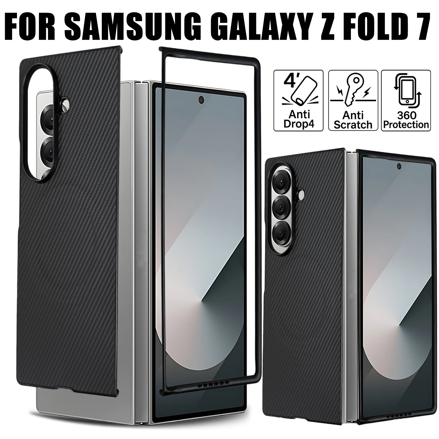 Para Samsung Galaxy Z Fold 7 funda magnética de fibra de carbono para MagSafe contraportada imán a prueba de golpes funda protectora ZFold7 Fold7