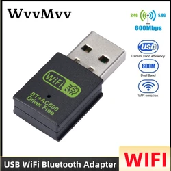 Adaptador USB WiFi Dual Band 600Mbps PC Portátil 2,4/5GHz